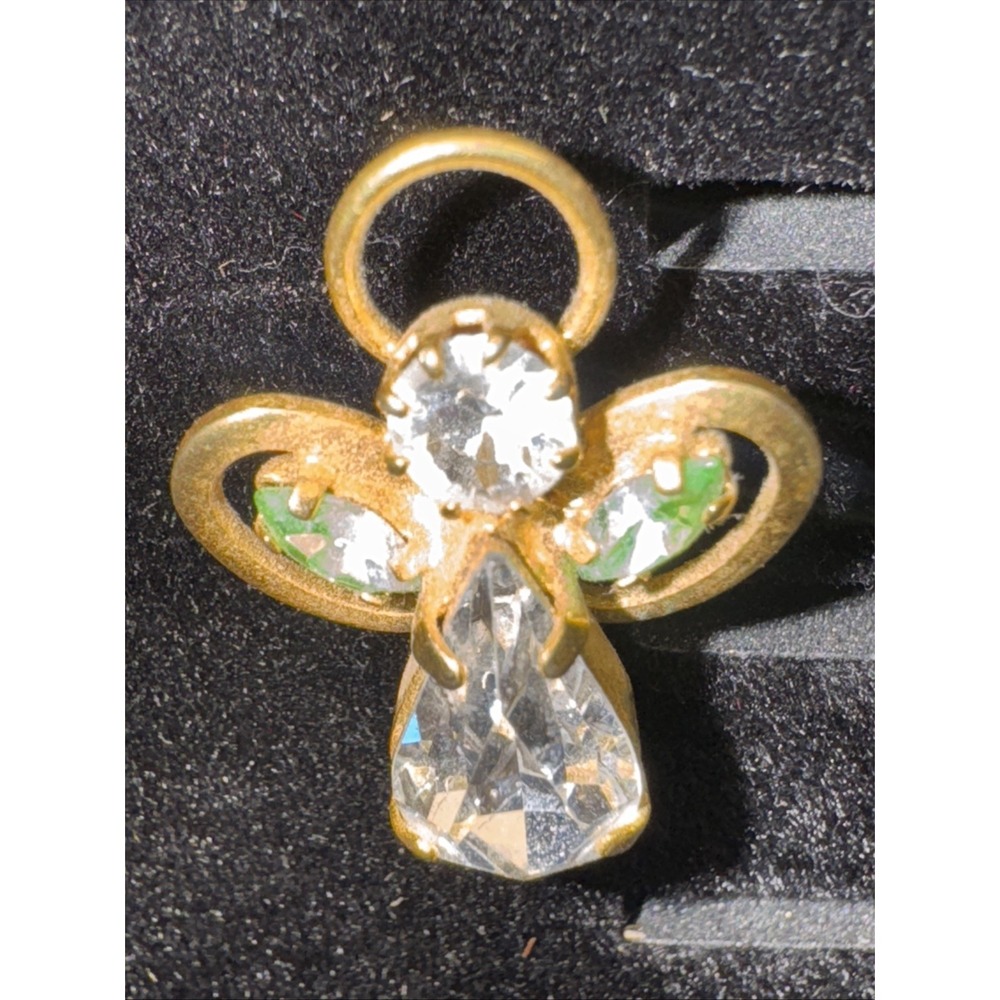 August Birthday Gift! Genuine Austrian‎ Crystal Peridot Green Angel Pin / Brooch